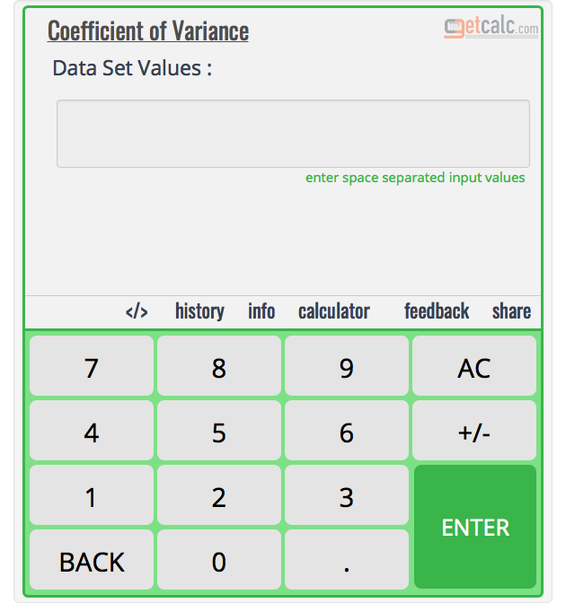 Coefficient of Variance Calculator