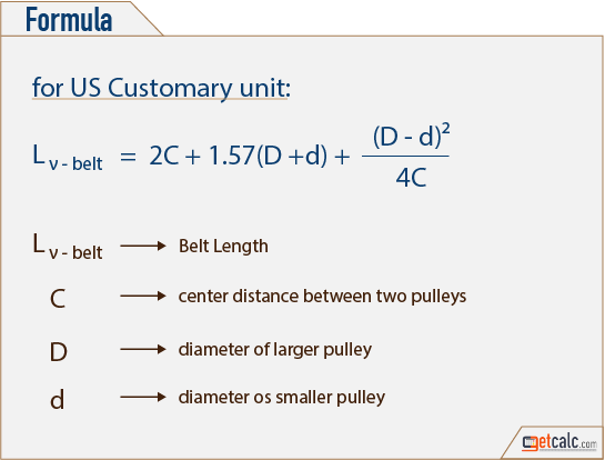 v-belt length formula