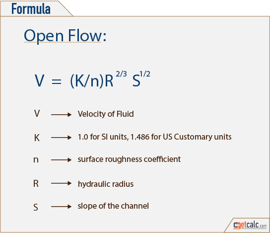 manning's equation - open channel flow formula