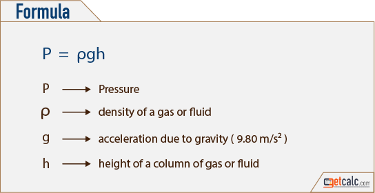 liquid or fluid pressure formula