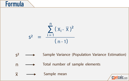 variance formula to estimate variability or uncertainty of sample data set from its mean