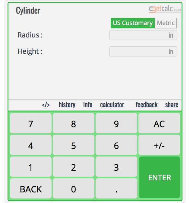 Cylinder Calculator