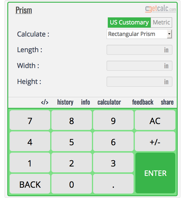 Prism Calculator