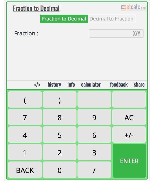 Equivalent Fractions Calculator Chart