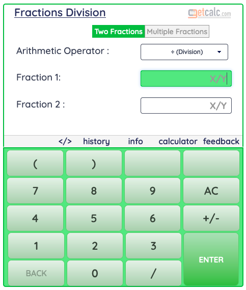 Fraction Division Calculator