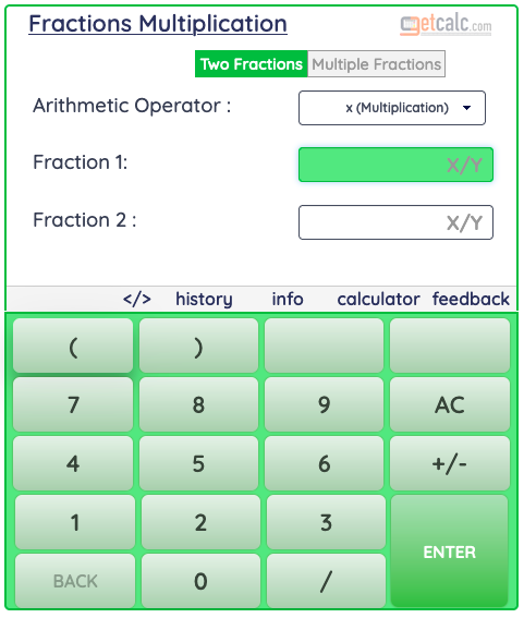 Fraction Multiplication Calculator
