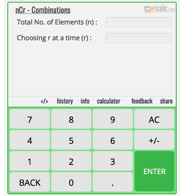 nCr - Combination Calculator