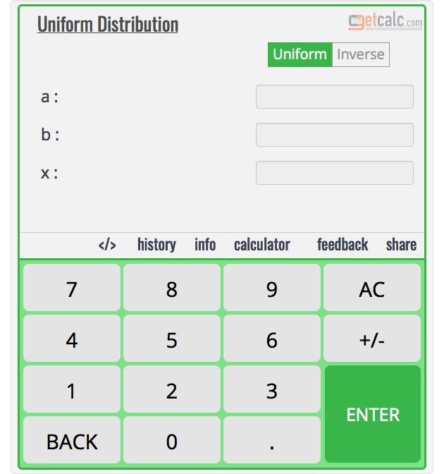 Uniform Distribution Calculator