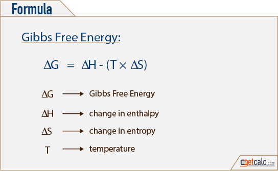 Gibb's free energy formula