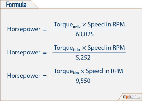 Horsepower To Torque Conversion Chart