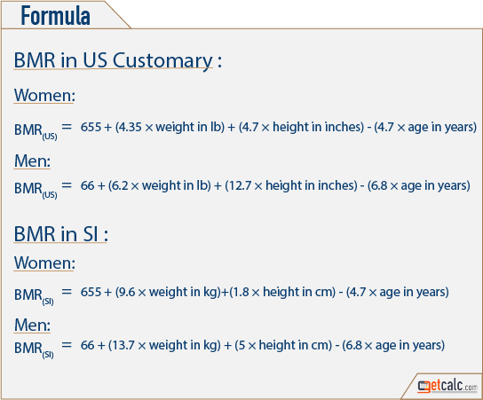 Basal Metabolic Rate (BMR) formula