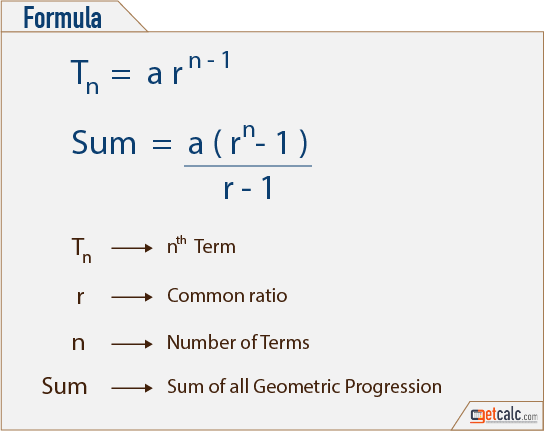 Geometric Progression (GP) formula