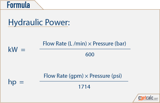 a pump hydraulic prime Hydraulic Calculator Power