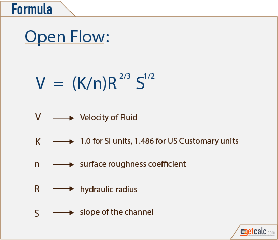 manning's equation - open channel flow formula