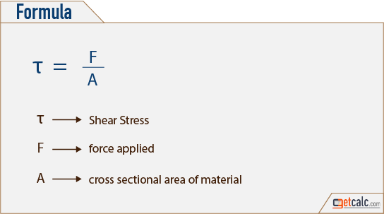 shear stress (τ) formula