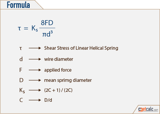 linear helical spring shear stress formula