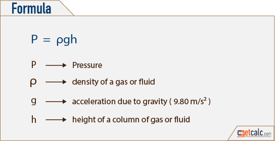 liquid or fluid pressure formula