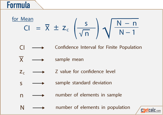formula to estimate confidence interval or limits or range