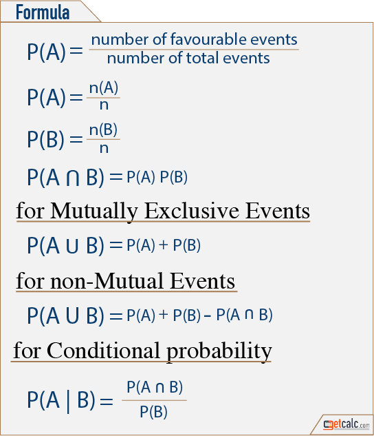 formula to calculate probability of events to occur
