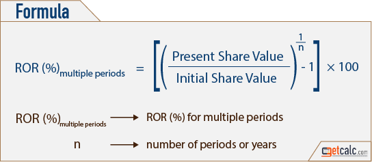 ROR - rate of return for multiple periods formula