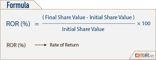 ROR - rate of return formula
